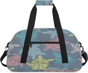 Colorful Sea Turtles Gym Duffel Bag for Men Women Sea Turtles Sports Tote Bag with Adjustable Shoulder Strap for Dance Gymnastics Traveling Outdoor Camping Overnight Stay