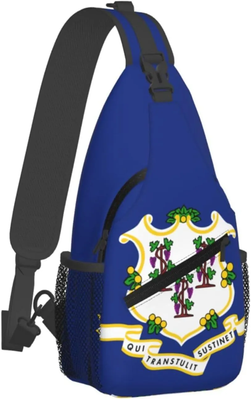 Connecticut Crossbody Sling Bag For Women Men State Of Connecticut Flag Chest Bag Shoulder Bag Sling Backpack Casual Travel Hiking Daypack