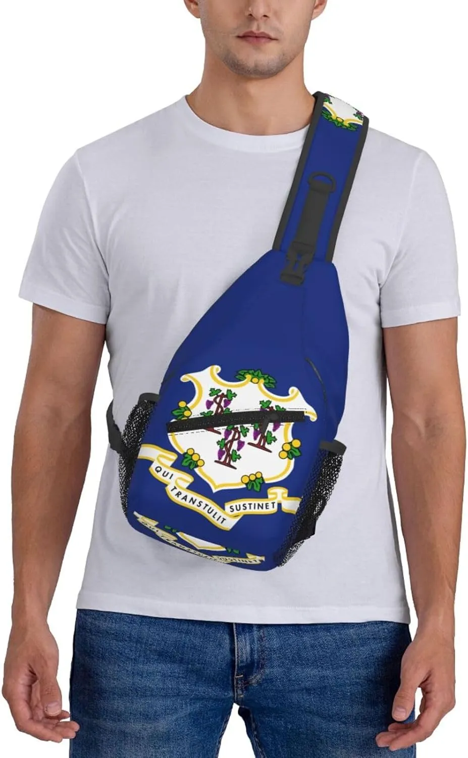 Connecticut Crossbody Sling Bag For Women Men State Of Connecticut Flag Chest Bag Shoulder Bag Sling Backpack Casual Travel Hiking Daypack