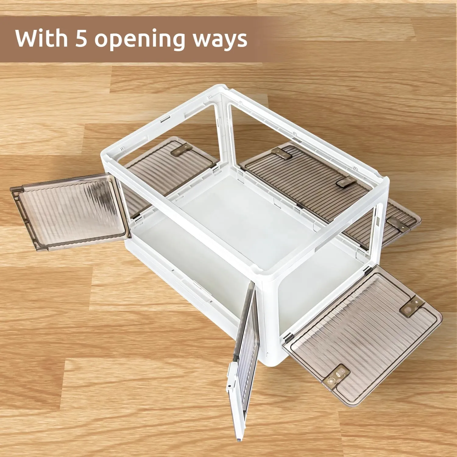 COOKCOK Storage Bins with Lids, Foldable Plastic Storage Container with Door, 3 Pack Stackable Collapsible Storage Bins for Closet Organizers and Storage, Secure Lock, 23.6"x 16.5"x 39.6"