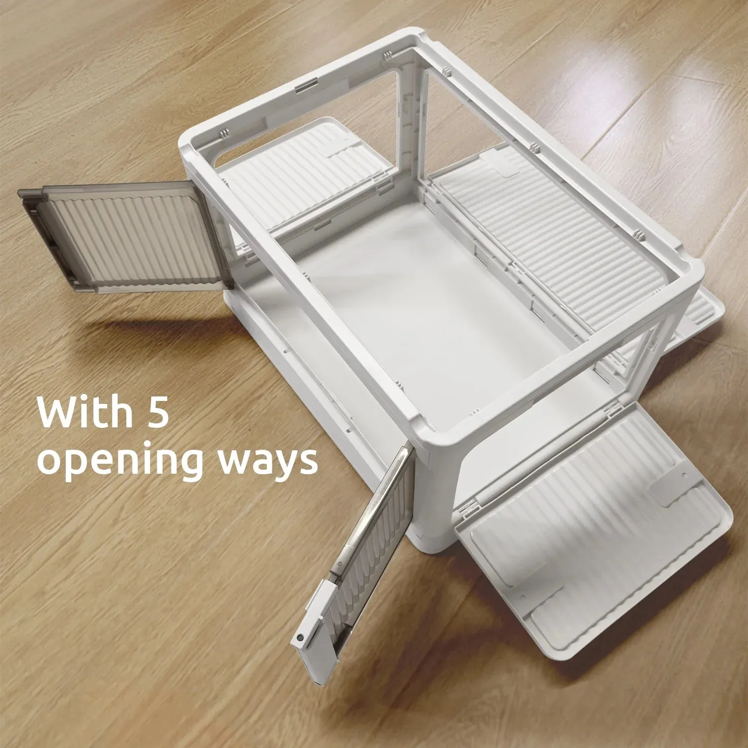 COOKCOK Storage Bins with Lids, Foldable Plastic Storage Container with Door, 3 Pack Stackable Collapsible Storage Bins for Closet Organizers and Storage, Secure Lock, 23.6"x 16.5"x 39.6"