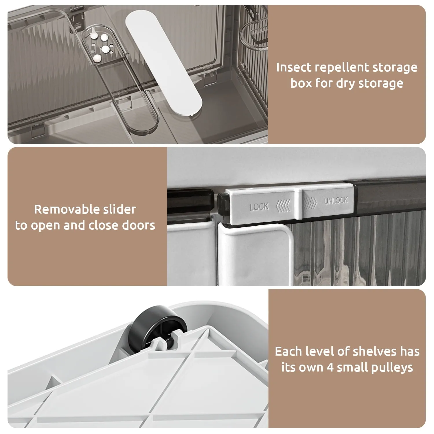 COOKCOK Storage Bins with Lids, Foldable Plastic Storage Container with Door, 3 Pack Stackable Collapsible Storage Bins for Closet Organizers and Storage, Secure Lock, 23.6"x 16.5"x 39.6"