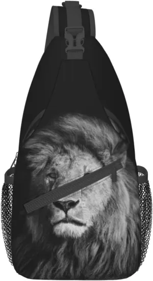 Cool Lion Crossbody Bag Lion Shoulder Bag Backpack Men Sling Bag Cool Animal Chest Casual Daypack Bag