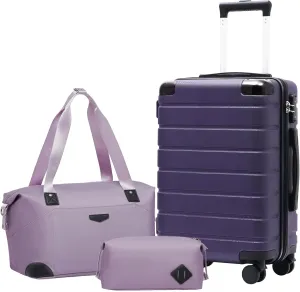 Coolife Luggage Set Suitcase 3 Piece Set Carry On Travel Luggage TSA Lock Spinner Wheels Aluminum Corner Protectors Hard Shell Lightweight Suitcase Set