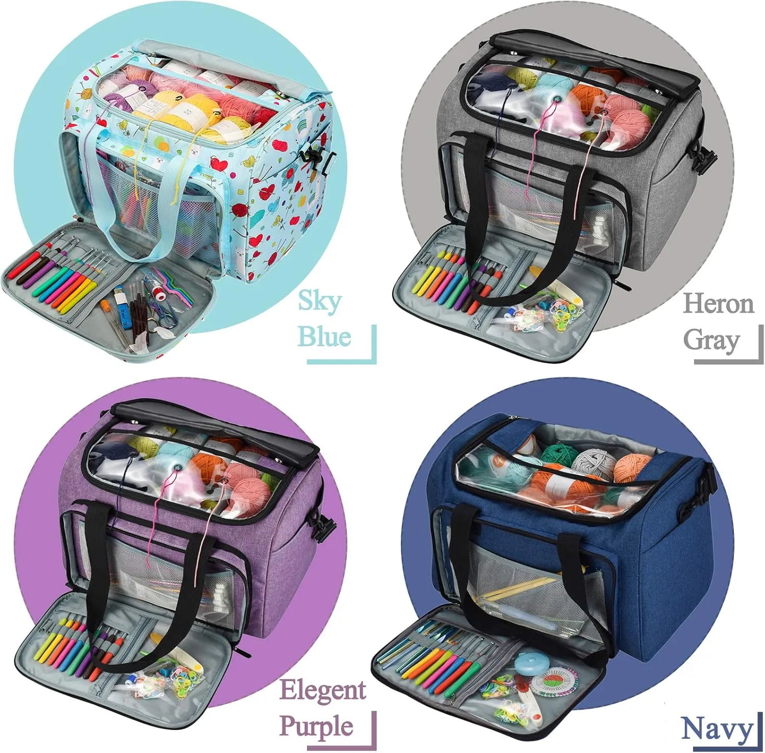 Coopay Giant Knitting Tote Bag, Travel Knitting Bag Yarn Storage Bag with Removable Inner Divider for Knitting Needles, Yarn, Crochet Supplies and Knitting Needles Accessories