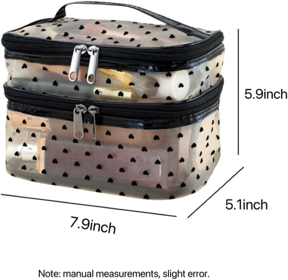Cosmetic Bag Travel Makeup Bag Mesh Double Layer Large Makeup Pouch Travel Accessories Essentials Toiletry Bag for Women Makeup Travel Organizer (double-layer gold)