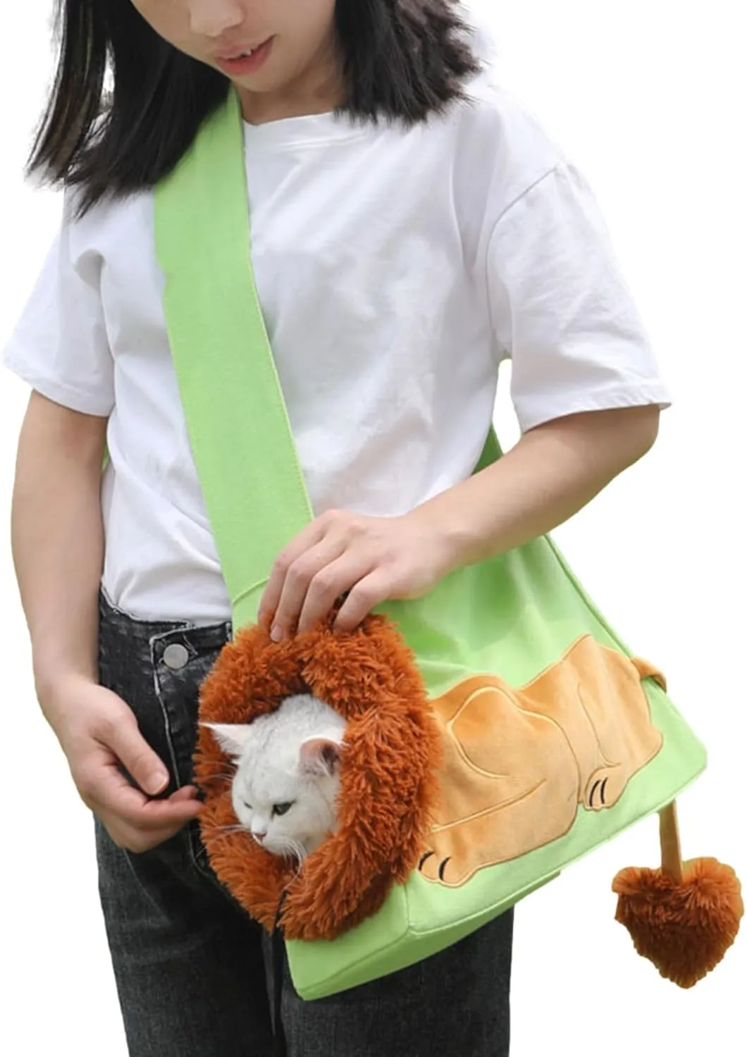 Cosplay Lion Shape Pet Cat and Dog Shoulder Bag Portable Pet Cat Dog Crossbody Bag Breathable Pet Carrier Tote