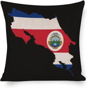 Costa Rica Flag Map Soft Cotton Throw Pillow Cases Linen Cushion Covers Decorative for Couch Sofa Bedroom