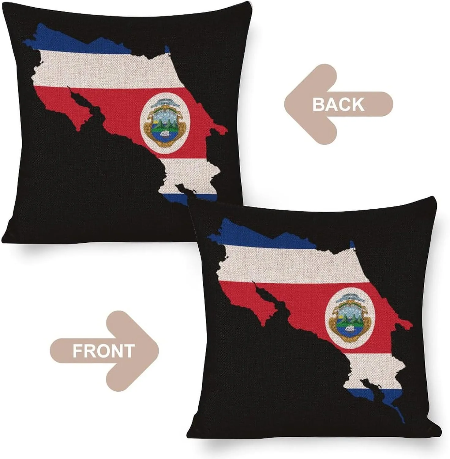 Costa Rica Flag Map Soft Cotton Throw Pillow Cases Linen Cushion Covers Decorative for Couch Sofa Bedroom