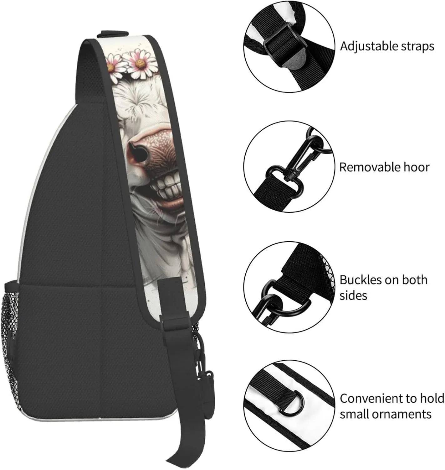 Cow Sling Backpack Small Crossbody Shoulder Bag Sling Bag Chest Bag Travel Hiking Casual Sport Daypack For Women Men