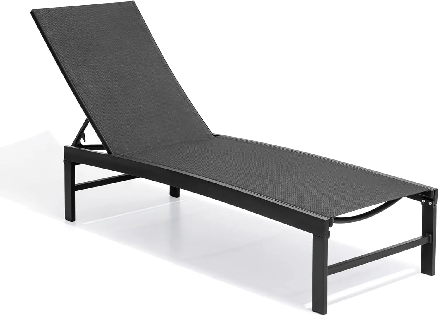 Crestlive Products Outdoor Lounge Chairs, Aluminum Pool Chaise Lounge Chairs, Adjustable Five-Position Tanning Recliner, All Weather for Patio, Beach, Yard, Pool (1PC Black)