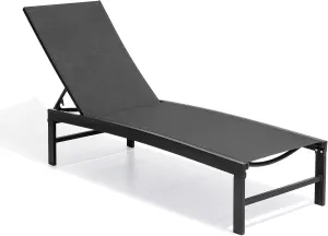 Crestlive Products Outdoor Lounge Chairs, Aluminum Pool Chaise Lounge Chairs, Adjustable Five-Position Tanning Recliner, All Weather for Patio, Beach, Yard, Pool (1PC Black)