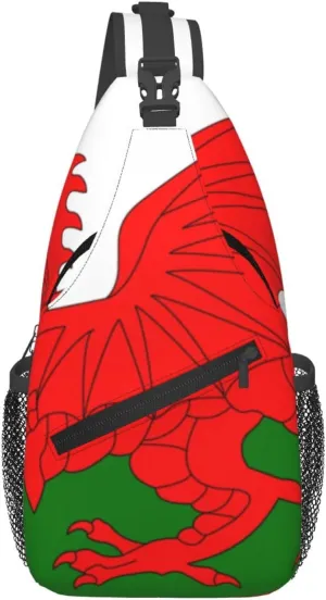 Cross Chest Bag Diagonally Sling Backpack Crossbody Shoulder Bag Flag of Wales Branches Sling Bag Travel Hiking Daypack