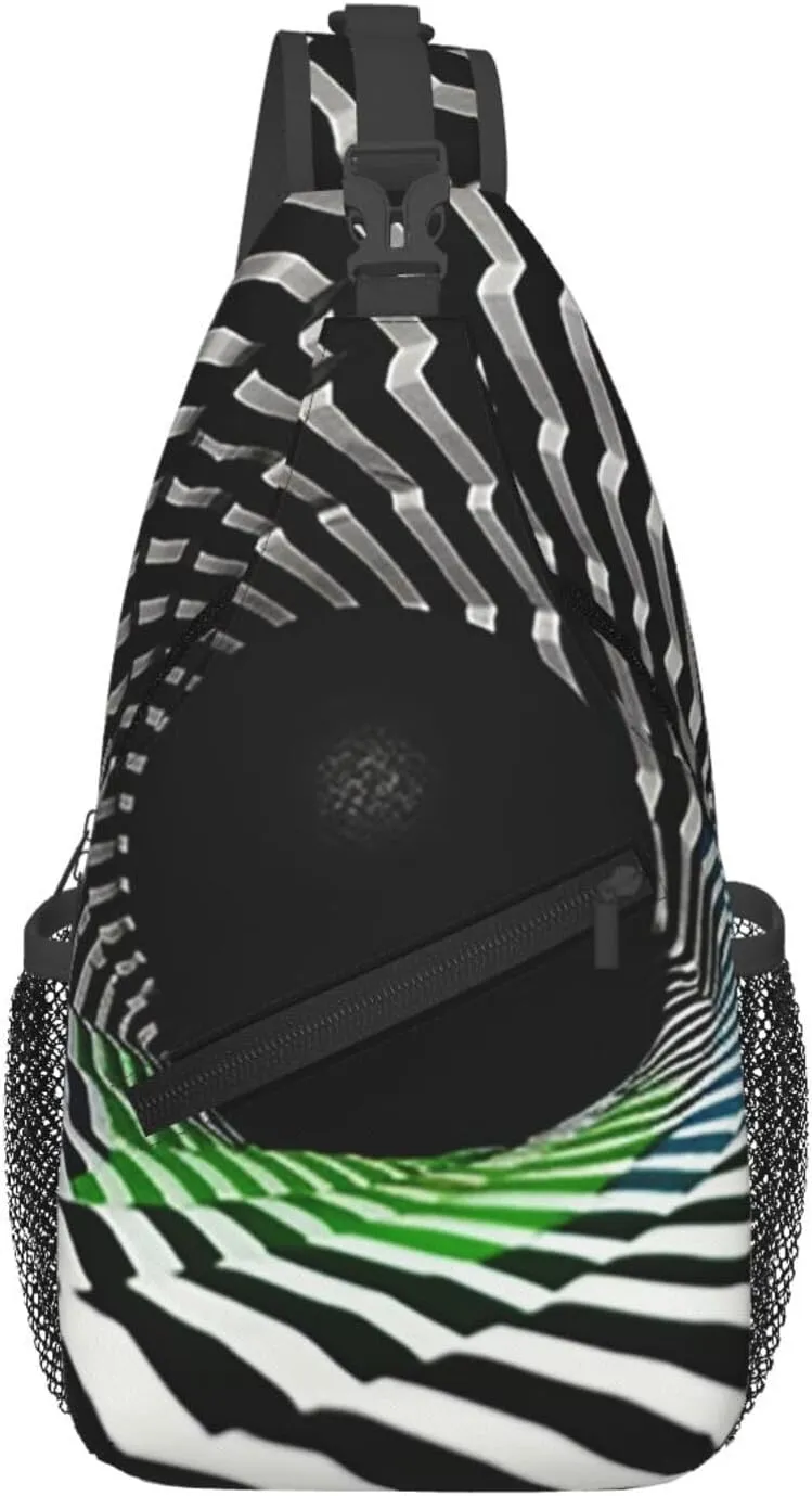 Cross Chest Bag Diagonally Sling Backpack Crossbody Shoulder Bag Hypnosis tunnel Branches Sling Bag Travel Hiking Daypack