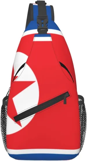 Cross Chest Bag Diagonally Sling Backpack Crossbody Shoulder Bag North Korean flag Branches Sling Bag Travel Hiking Daypack