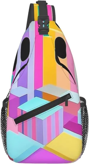 Cross Chest Bag Diagonally Sling Backpack Crossbody Shoulder Bag Saturated soft colors, honeycomb Branches Sling Bag Travel Hiking Daypack