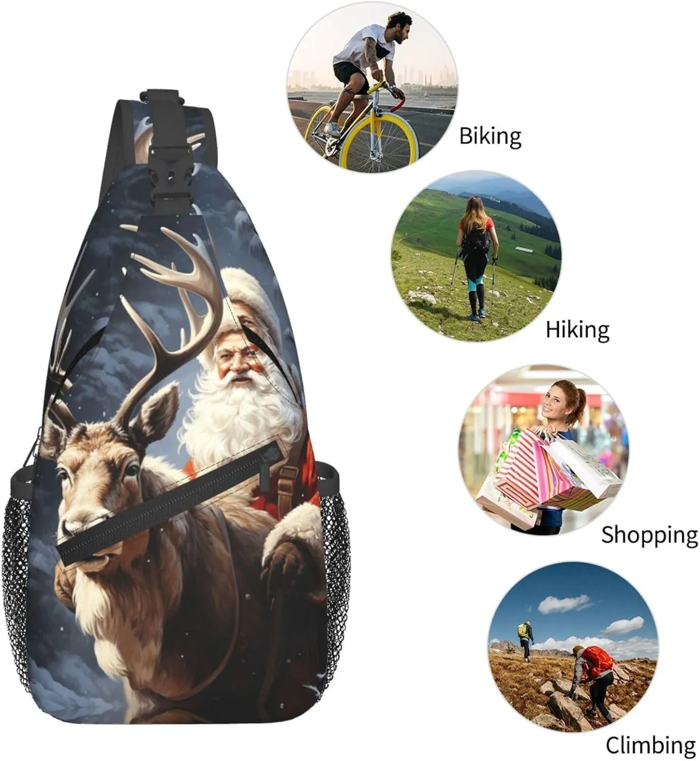 Cross Chest Bag Diagonally Sling Backpack Crossbody Shoulder Bag Seals on ice Sling Bag Travel Hiking Daypack