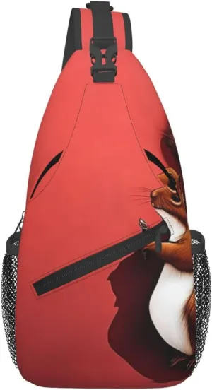 Cross Chest Bag Diagonally Sling Backpack Crossbody Shoulder Bag Squirrels under the Red City Wall Branches Sling Bag Travel Hiking Daypack