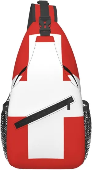 Cross Chest Bag Diagonally Sling Backpack Crossbody Shoulder Bag Swiss Flag Branches Sling Bag Travel Hiking Daypack