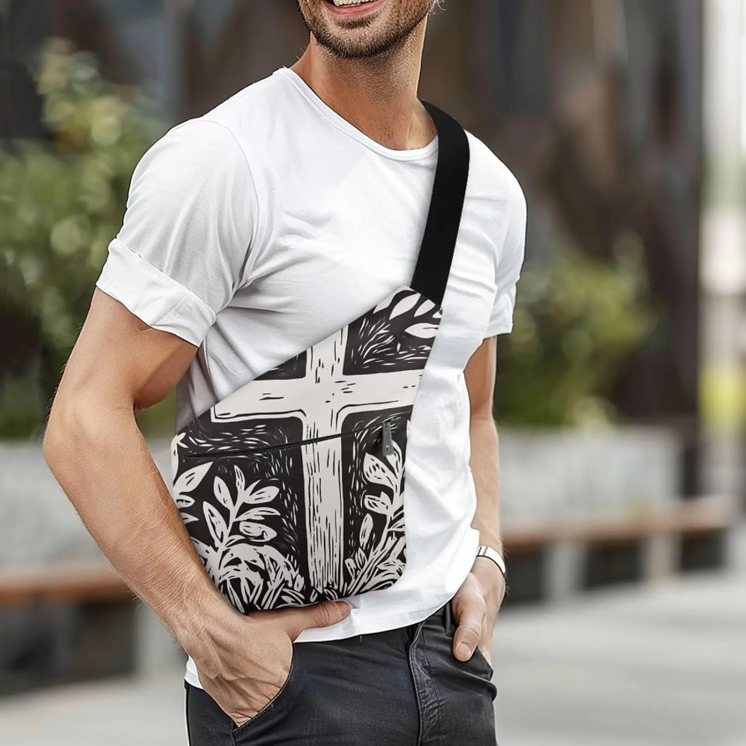 Crossbody Bag for Men Breathable Slim Minimalist Design Lightweight Large Sling Bag for Casual Outing Travel