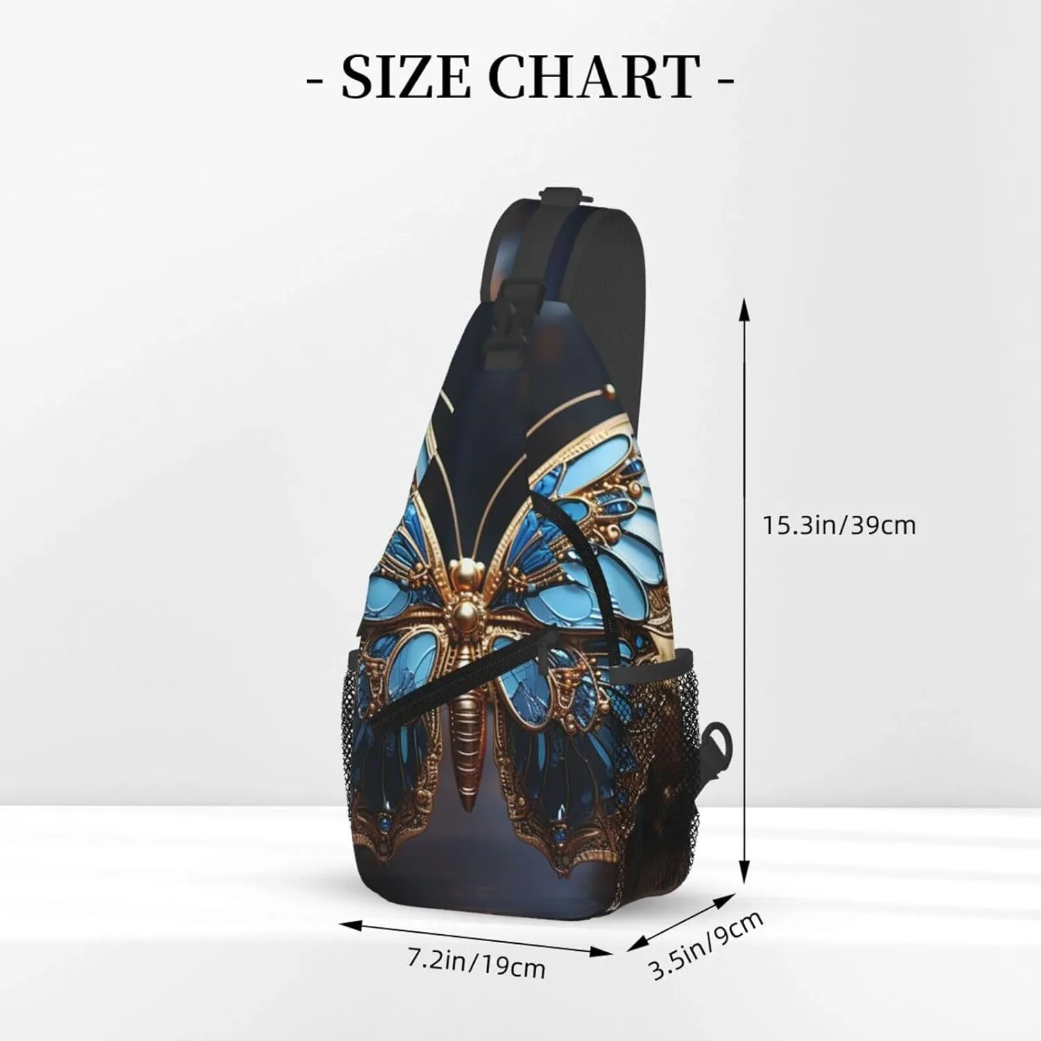 Crossbody Bag for Women Men Blue Butterfly Sculpture Chest Bag Crossbody Sling Bag Adjustable Shoulder Bag