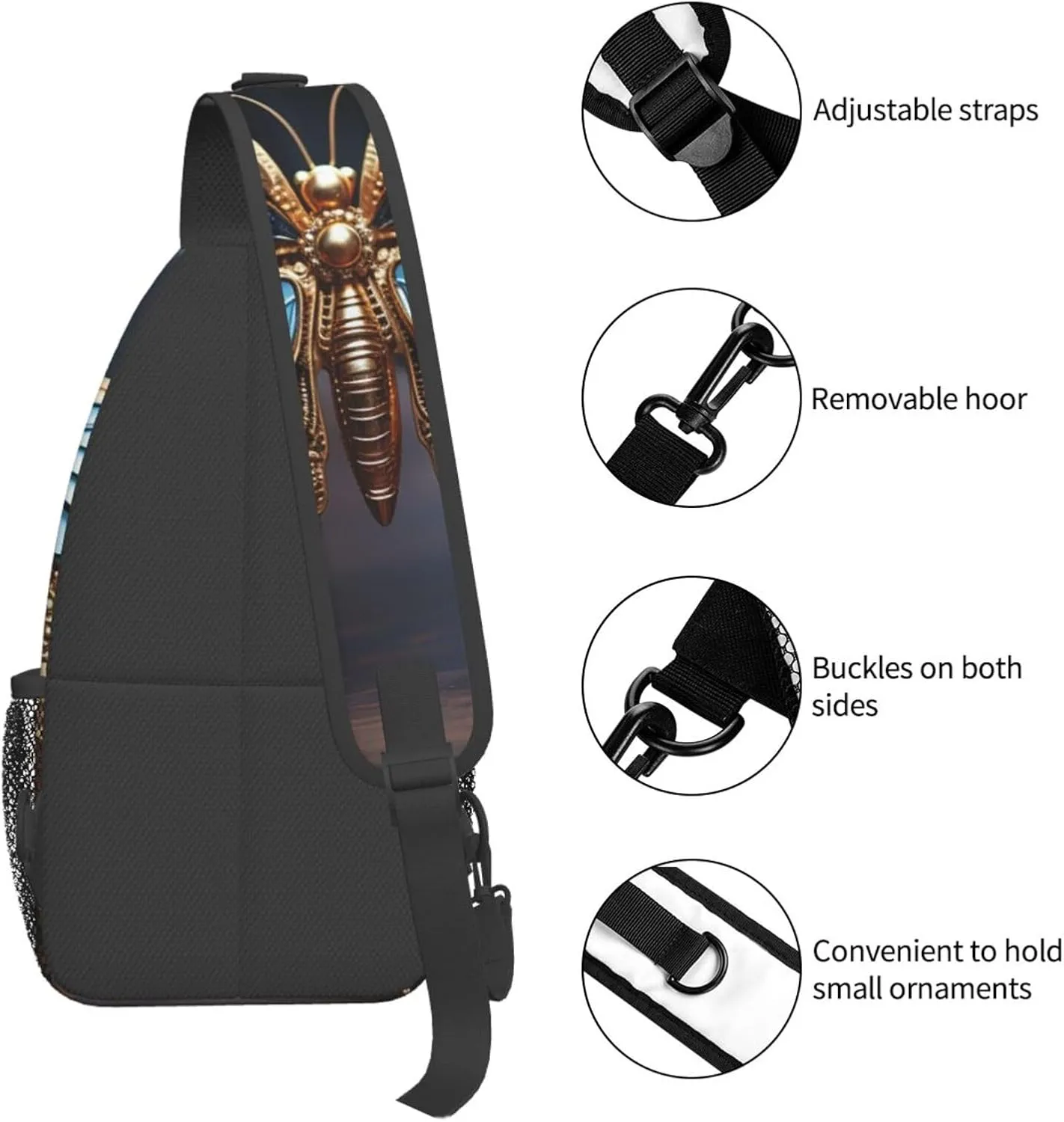 Crossbody Bag for Women Men Blue Butterfly Sculpture Chest Bag Crossbody Sling Bag Adjustable Shoulder Bag
