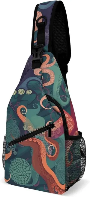 Crossbody Bag for Women Men Chest Bag Abstract Octopus Sling Bag Crossbody Shoulder Bag Sling Backpack