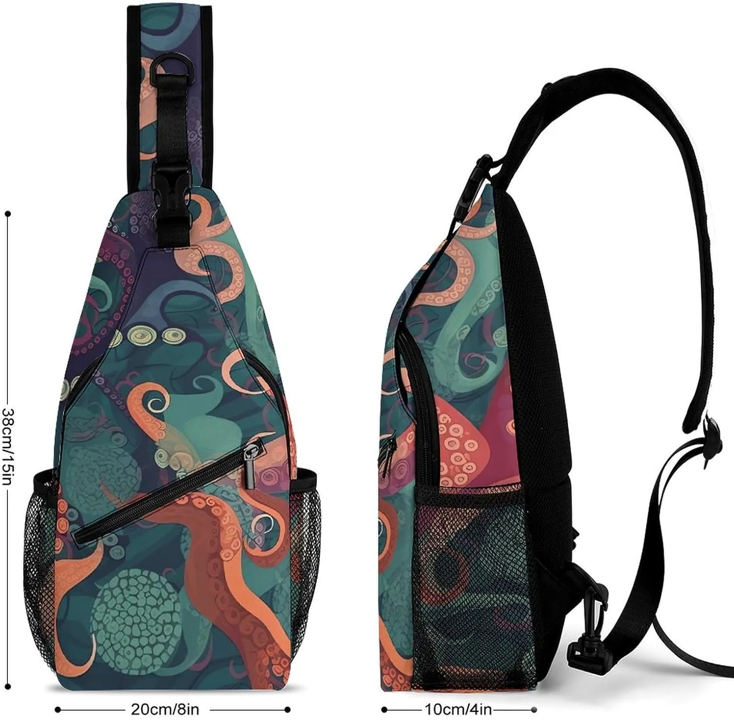 Crossbody Bag for Women Men Chest Bag Abstract Octopus Sling Bag Crossbody Shoulder Bag Sling Backpack