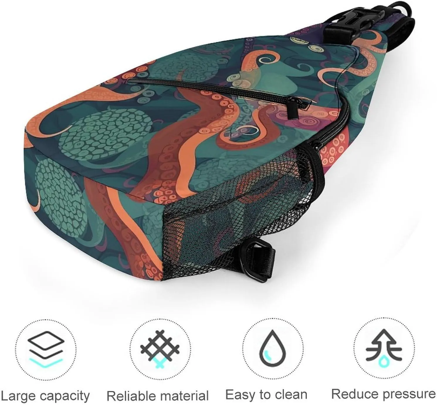 Crossbody Bag for Women Men Chest Bag Abstract Octopus Sling Bag Crossbody Shoulder Bag Sling Backpack