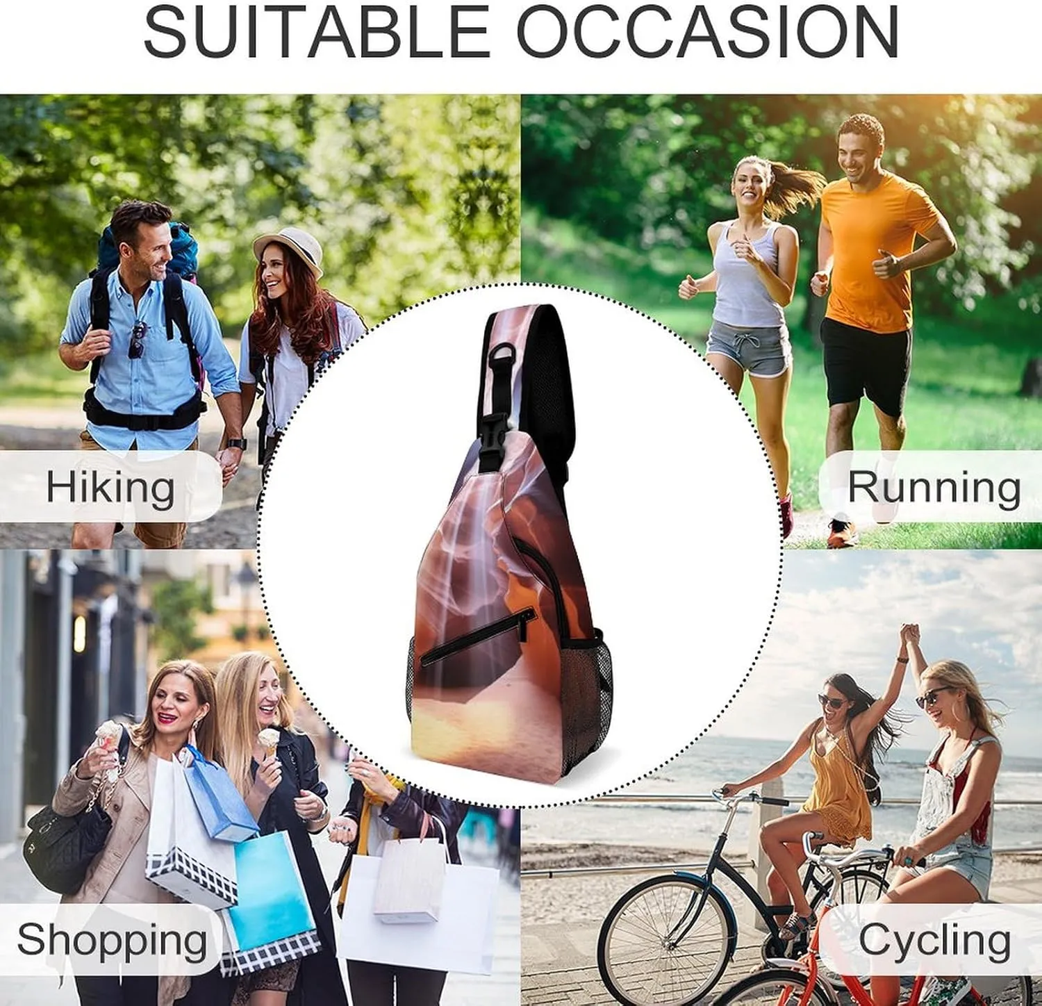 Crossbody Bag for Women Men Chest Bag Black And White Tiger Sling Bag Crossbody Shoulder Bag Sling Backpack
