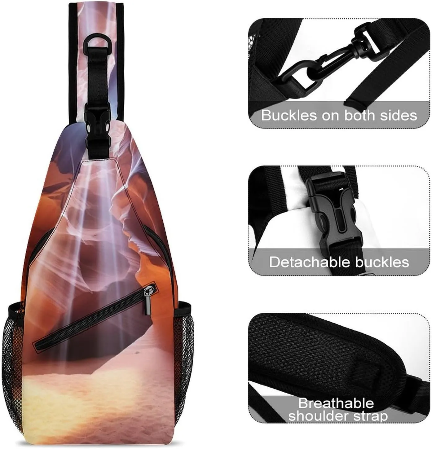 Crossbody Bag for Women Men Chest Bag Black And White Tiger Sling Bag Crossbody Shoulder Bag Sling Backpack
