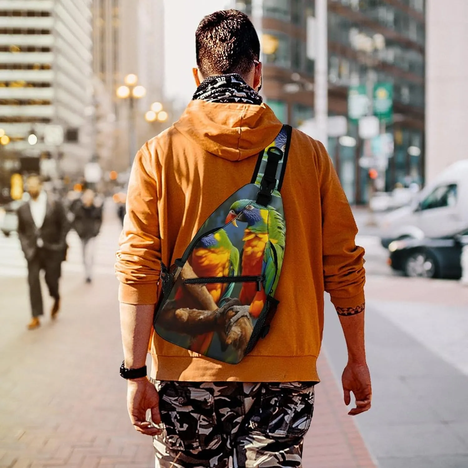 Crossbody Bag for Women Men Chest Bag Black And White Tiger Sling Bag Crossbody Shoulder Bag Sling Backpack