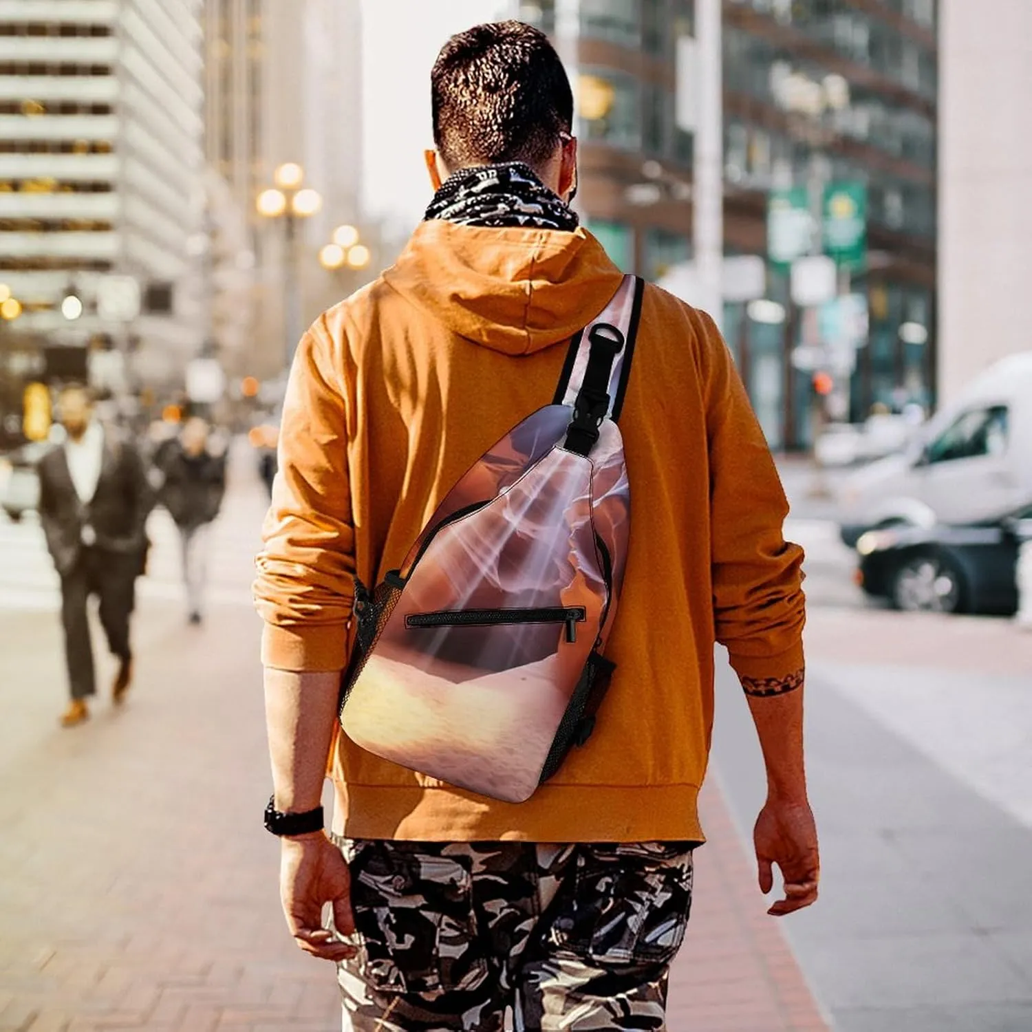 Crossbody Bag for Women Men Chest Bag Black And White Tiger Sling Bag Crossbody Shoulder Bag Sling Backpack