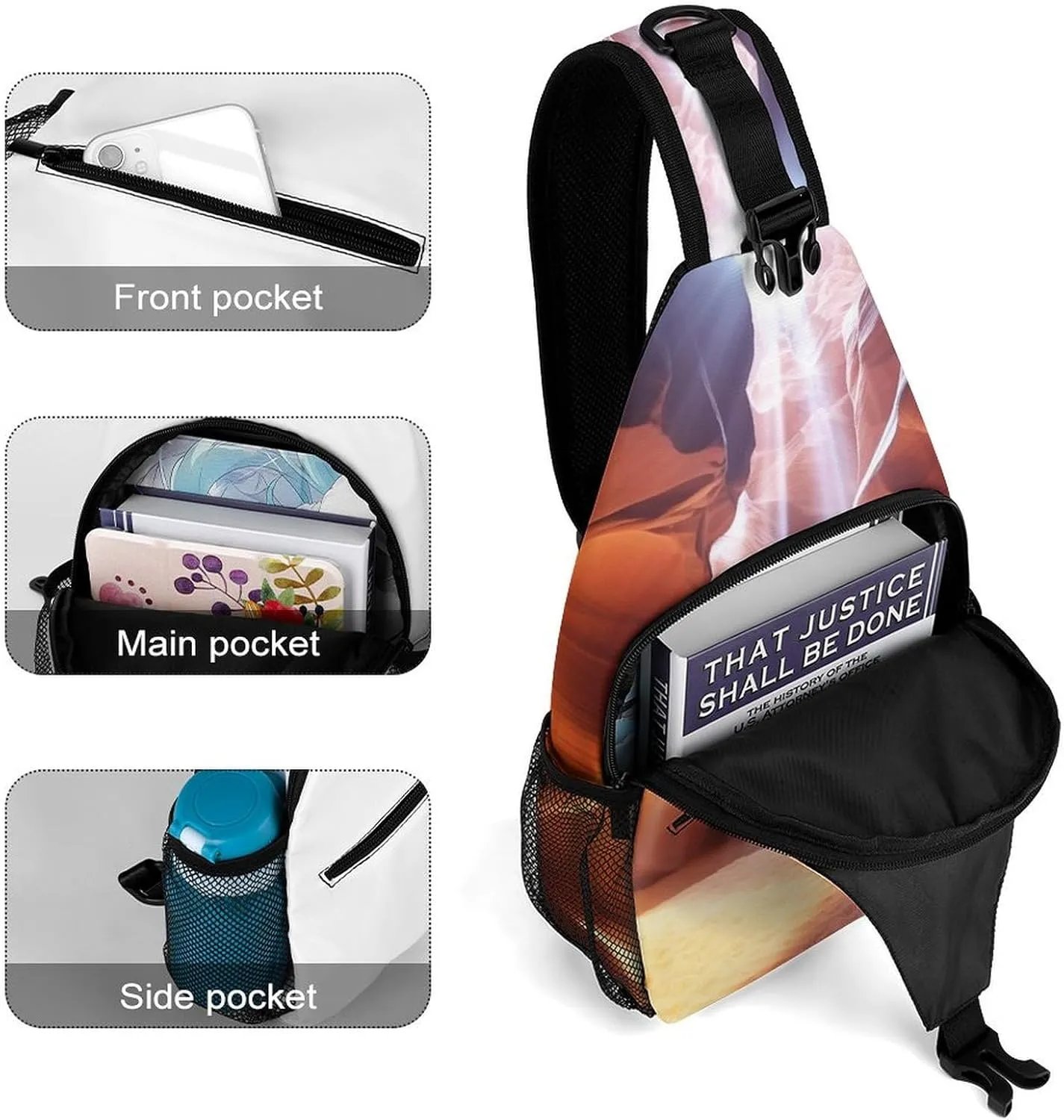 Crossbody Bag for Women Men Chest Bag Black And White Tiger Sling Bag Crossbody Shoulder Bag Sling Backpack