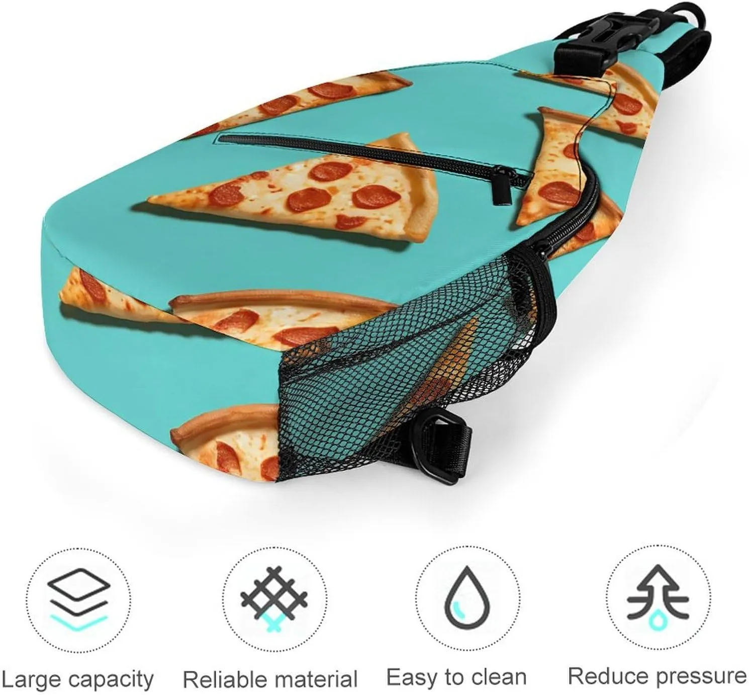 Crossbody Bag for Women Men Chest Bag Light Blue Pizza Slice Sling Bag Crossbody Shoulder Bag Sling Backpack