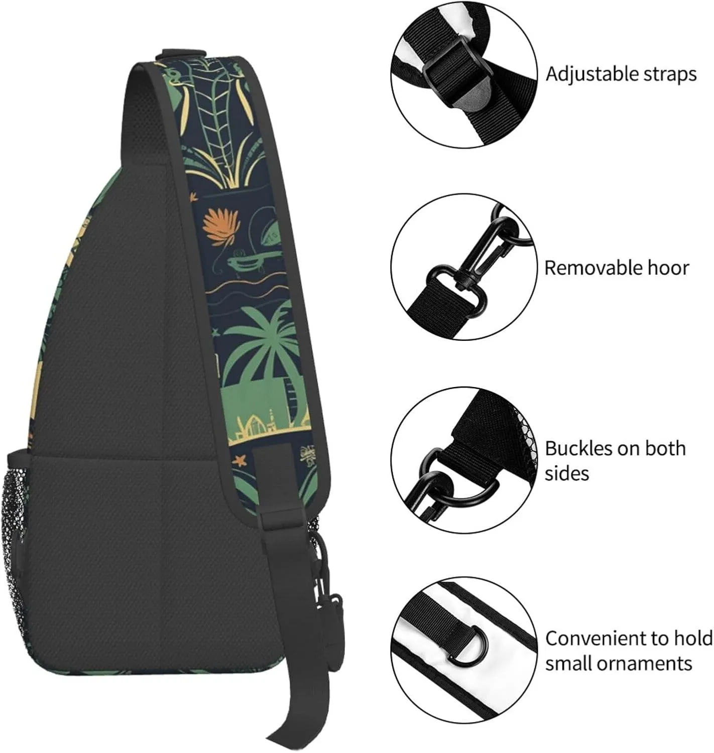 Crossbody Bag for Women Men Illustration of Palm Trees Chest Bag Crossbody Sling Bag Adjustable Shoulder Bag