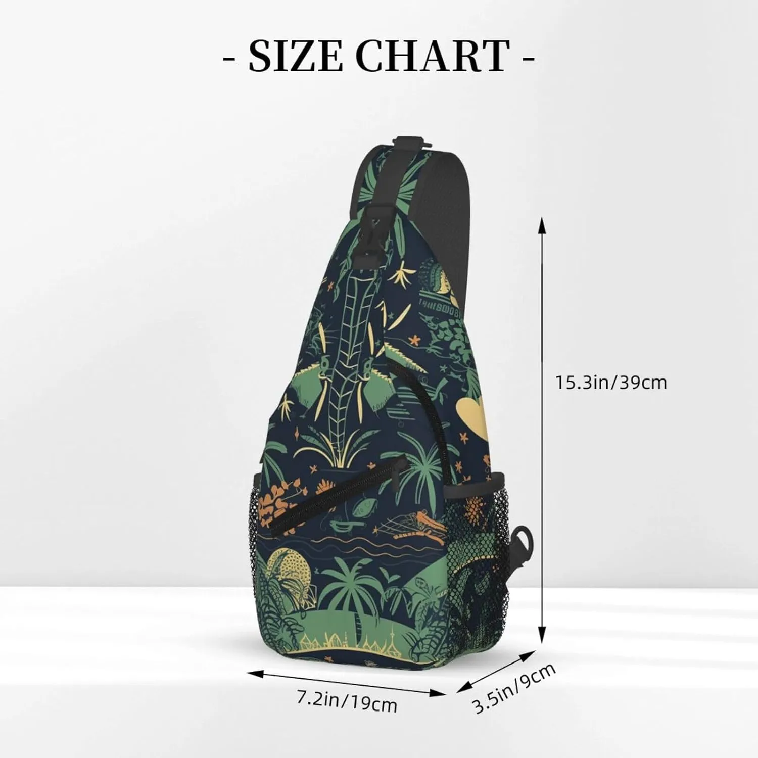 Crossbody Bag for Women Men Illustration of Palm Trees Chest Bag Crossbody Sling Bag Adjustable Shoulder Bag