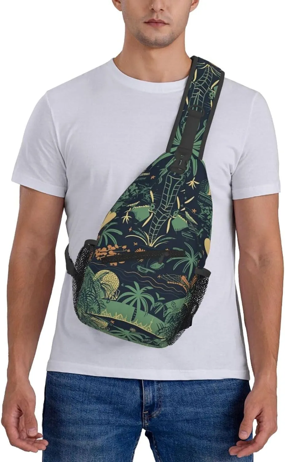 Crossbody Bag for Women Men Illustration of Palm Trees Chest Bag Crossbody Sling Bag Adjustable Shoulder Bag