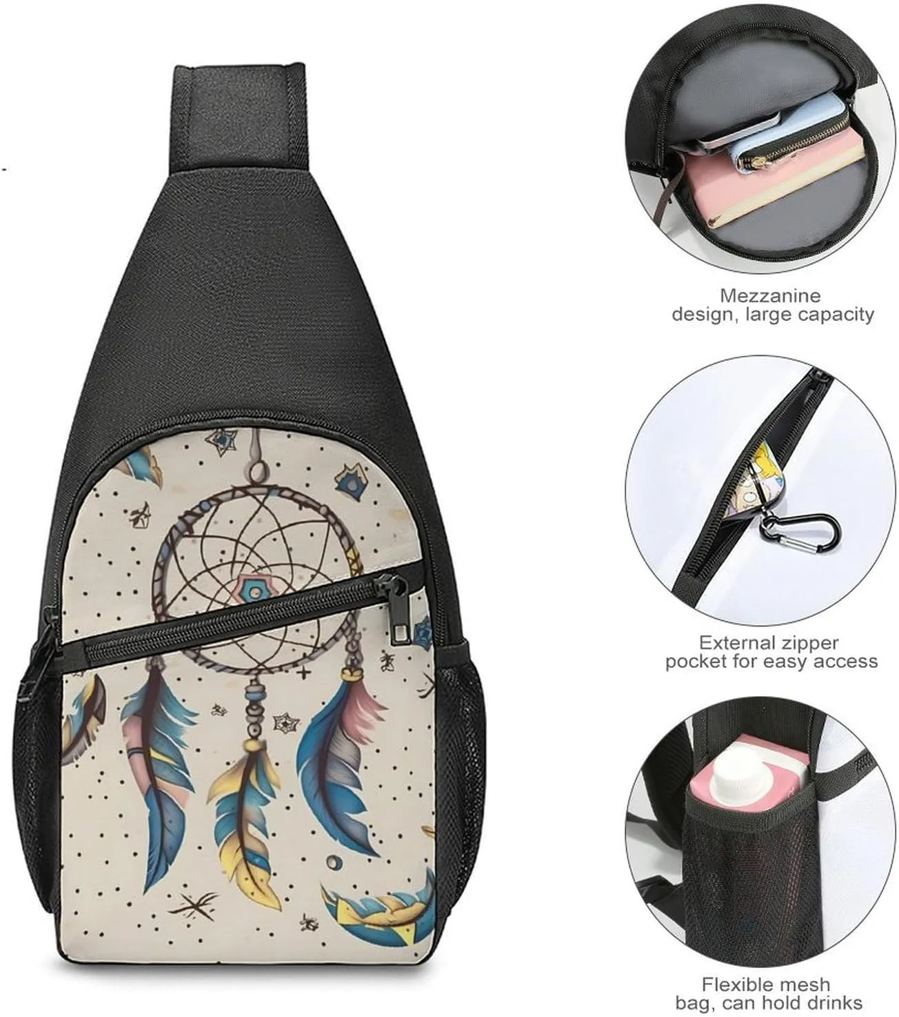 Crossbody Bag for Women Men Sling Bag Dog Paw Print Chest Bag Crossbody Adjustable Shoulder Bag