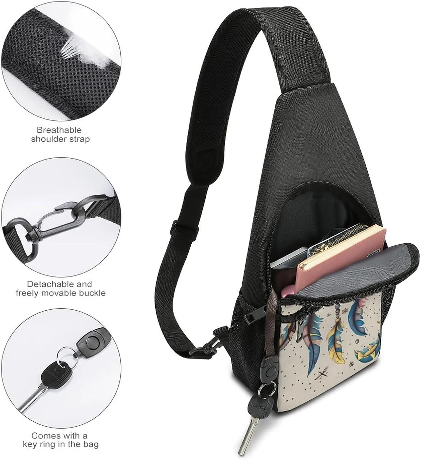 Crossbody Bag for Women Men Sling Bag Dog Paw Print Chest Bag Crossbody Adjustable Shoulder Bag