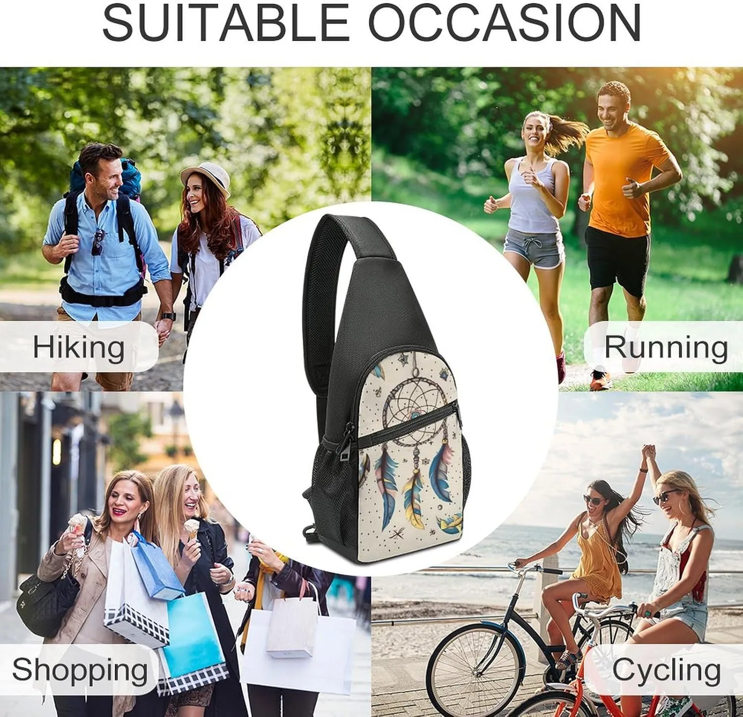 Crossbody Bag for Women Men Sling Bag Dog Paw Print Chest Bag Crossbody Adjustable Shoulder Bag