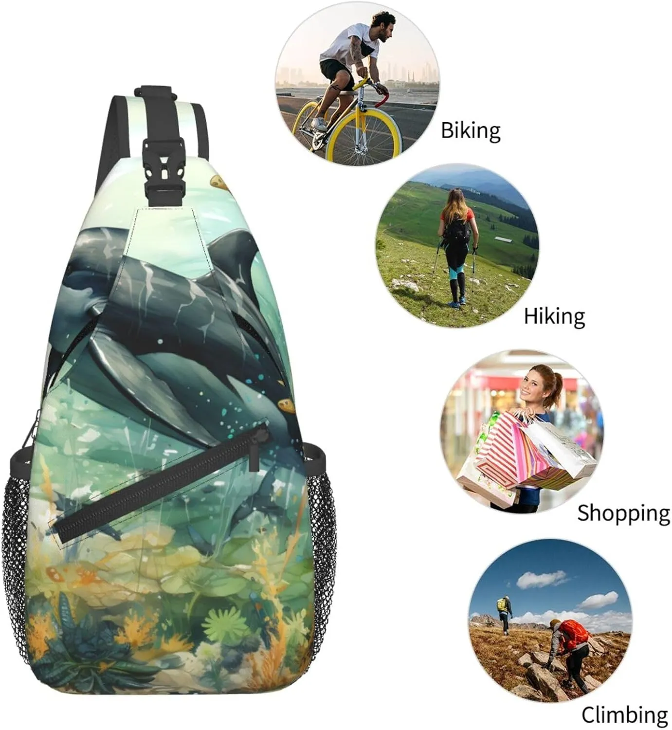 Crossbody Bag for Women Men The Whale Chest Bag Crossbody Sling Bag Adjustable Shoulder Bag