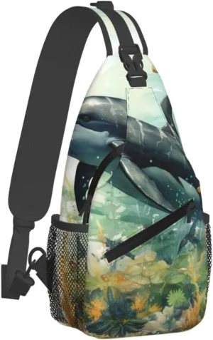 Crossbody Bag for Women Men The Whale Chest Bag Crossbody Sling Bag Adjustable Shoulder Bag