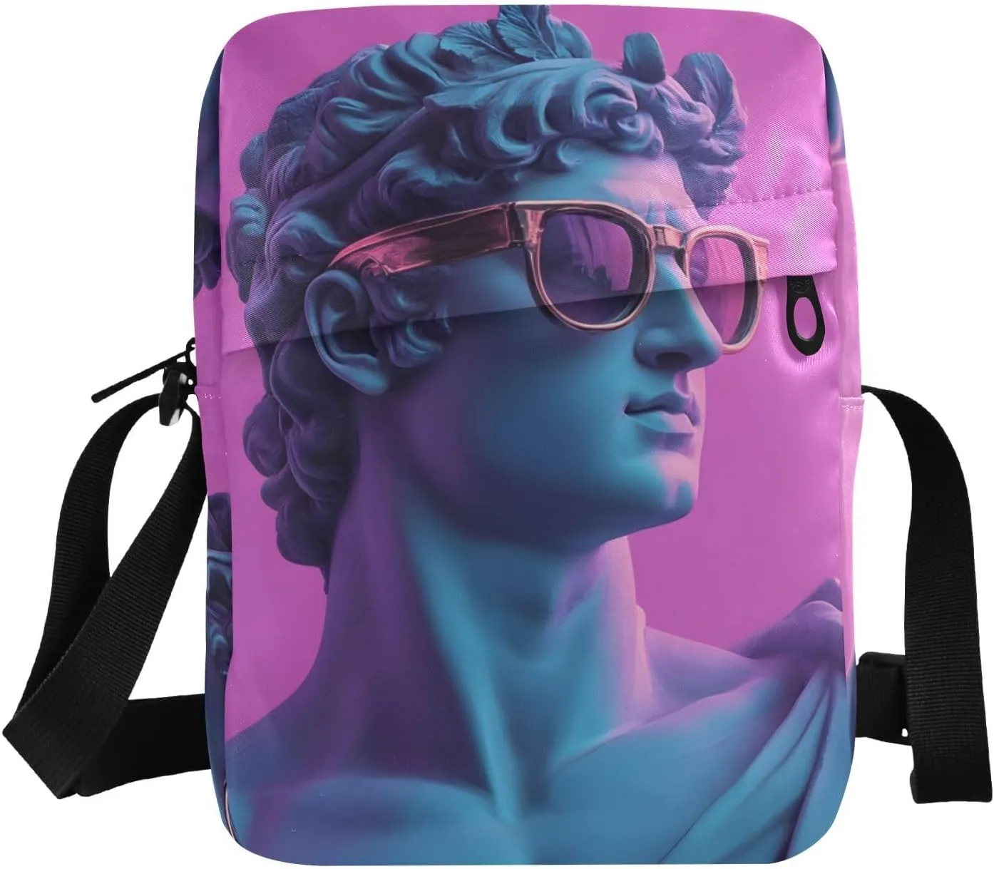 Crossbody Bag Purse Funny Statue Print for Women Men, Shoulder Pouch with Adjustable Strap 6.6×2.5×9.4 IN