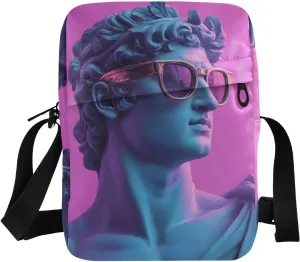 Crossbody Bag Purse Funny Statue Print for Women Men, Shoulder Pouch with Adjustable Strap 6.6×2.5×9.4 IN