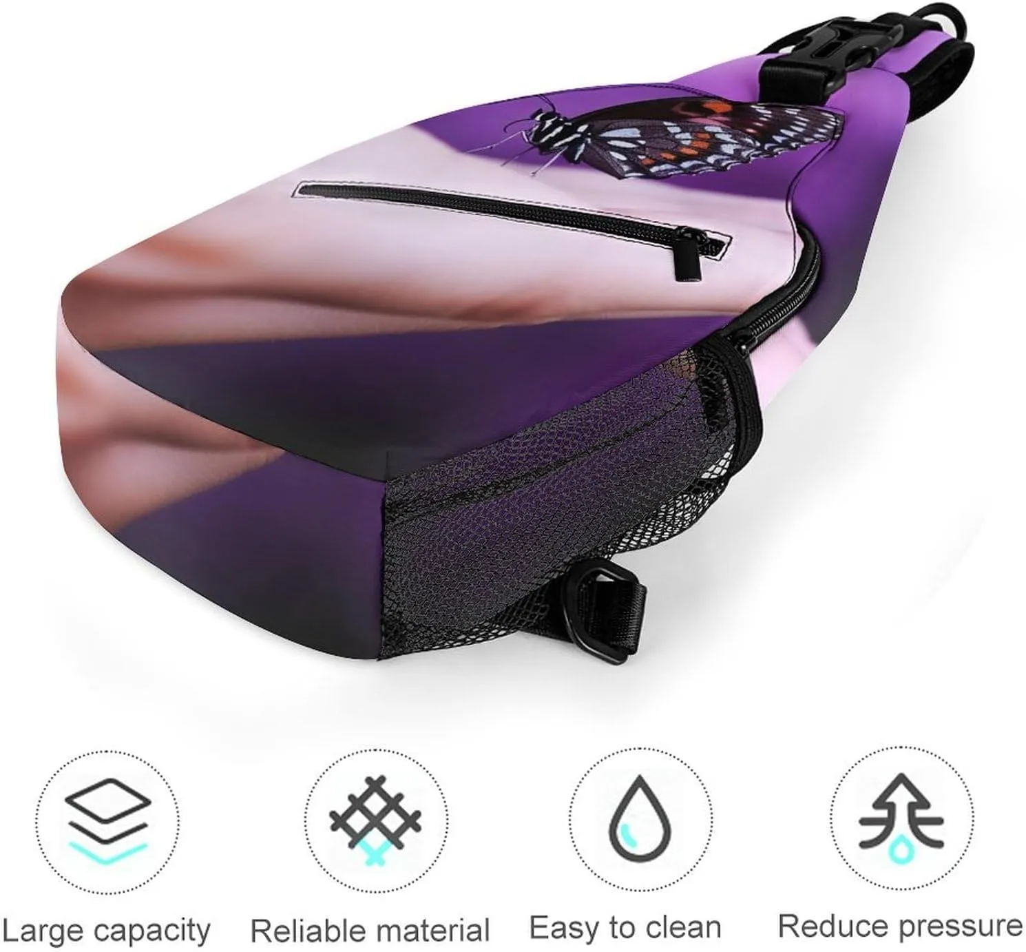 Crossbody Bag Travel Sling Bag for Men Small Sling Backpack Butterfly On Finger Chest Bag Shoulder Bag for Outdoor, 38x20cm
