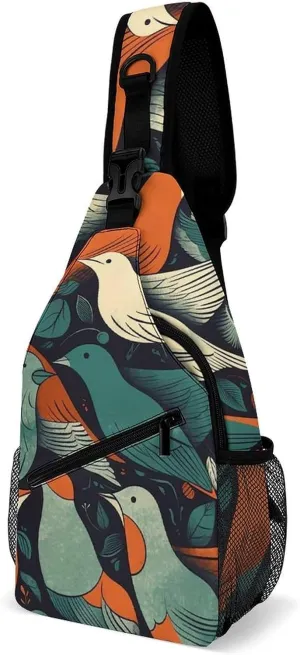 Crossbody Bag Travel Sling Bag for Men Small Sling Backpack Flock Of Birds Chest Bag Shoulder Bag for Outdoor, 38x20cm