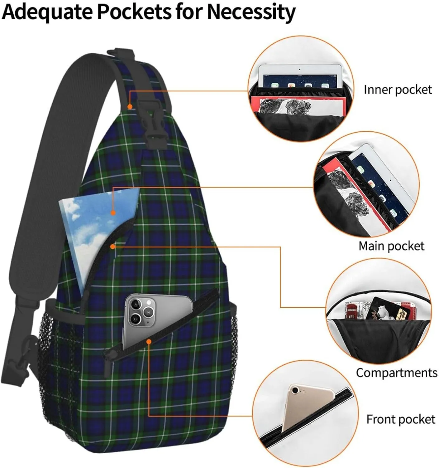 Crossbody Sling Backpack Clan Forbes Modern Tartan Shoulder Chest Bag Daypack for Traveling Sport