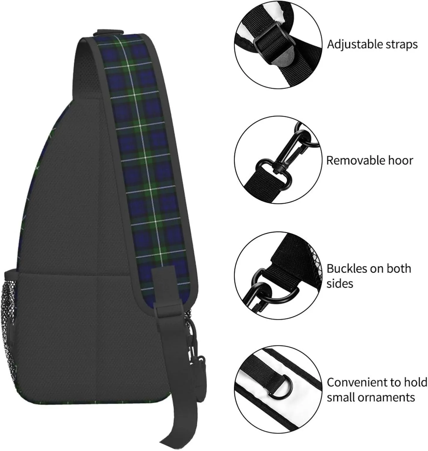 Crossbody Sling Backpack Clan Forbes Modern Tartan Shoulder Chest Bag Daypack for Traveling Sport
