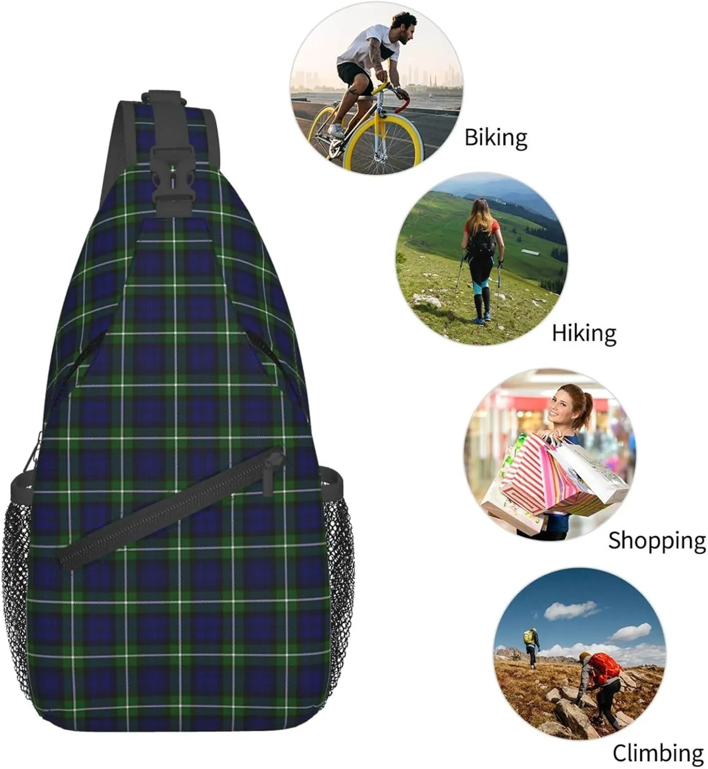 Crossbody Sling Backpack Clan Forbes Modern Tartan Shoulder Chest Bag Daypack for Traveling Sport